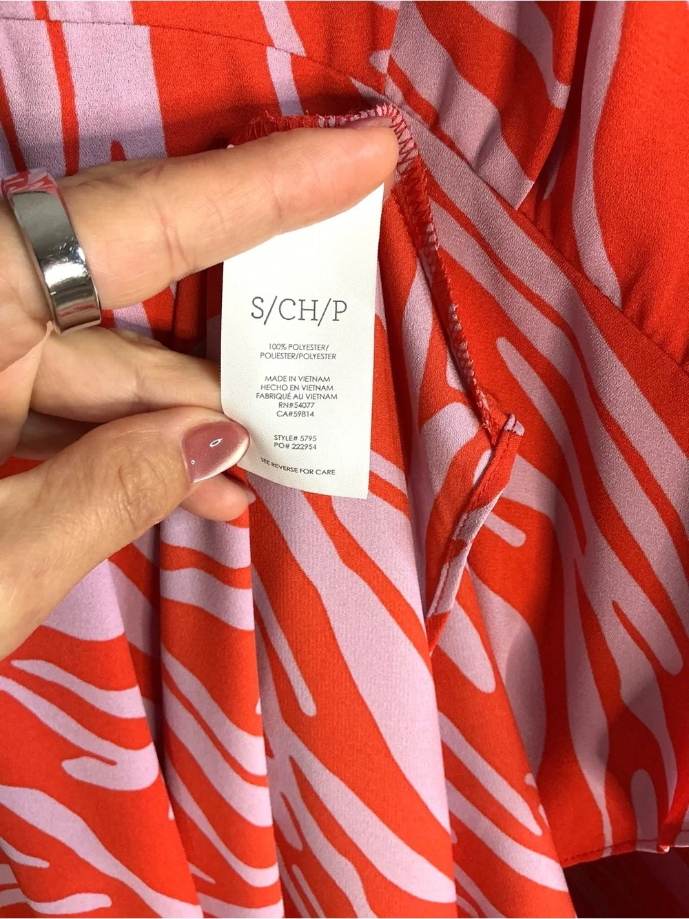 CAbi | Saunter Coral and Lavender Wrap Style Zebra Print Midi Dress Size Small